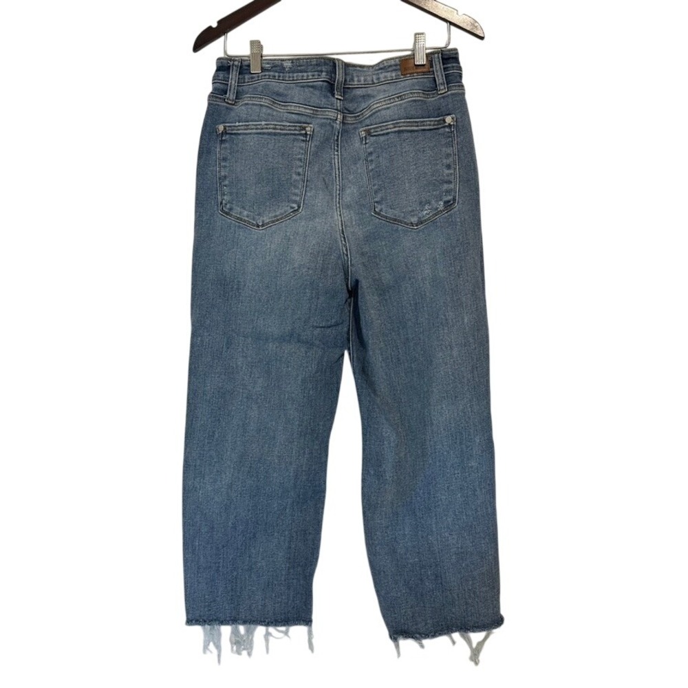 Judy Blue Distressed Wide Leg Jeans Medium‎ Wash Raw Hem JB82256LT-CO Size 11/30 - Picture 8 of 8